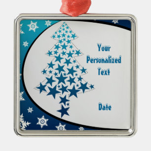 ornamento personalizado em floco de neve azul