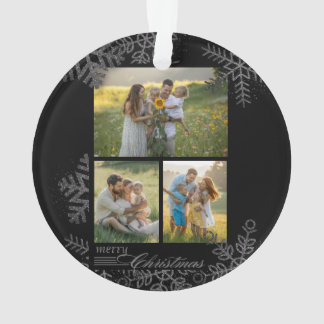 Ornamento Personalizado FAMILIA Script Um Foto Lembrança Cer