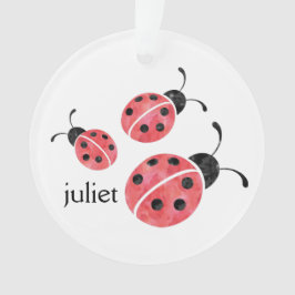 Ornamento Personalizado Ladybug de Aquarela