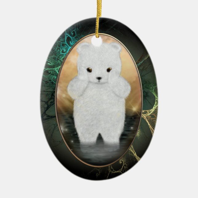 Ornamento personalizado macio do urso polar (Frente)
