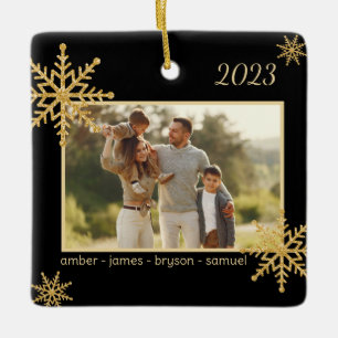Ornamento Personalizado Preto e Dourado com Imagem
