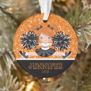 Ornamento Personalizado Preto e Laranja Líder de T