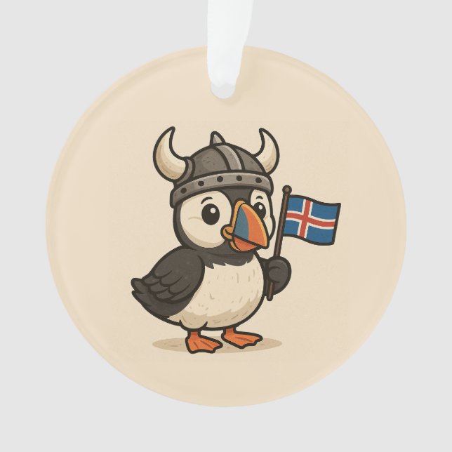 Ornamento personalizado - Puffin da Islândia (Frente)