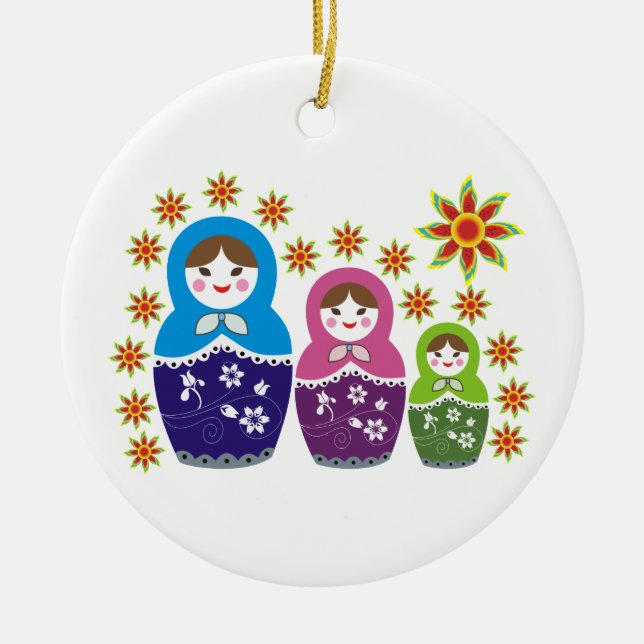 ornamento personalizado russo Matryoshka Dolls (Frente)