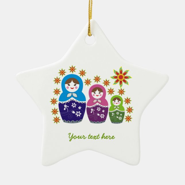 ornamento personalizado russo Matryoshka Dolls (Frente)
