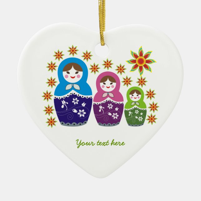 ornamento personalizado russo Matryoshka Dolls (Frente)
