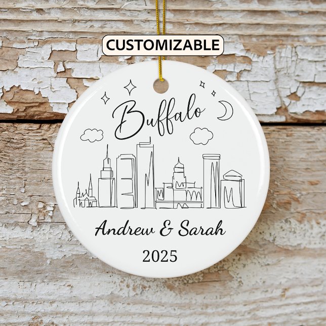 Ornamento Personalizado Skyline Buffalo, Nova Iorq (Criador carregado)