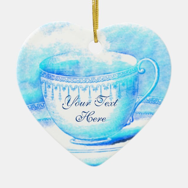 Ornamento personalizado Teacup da aguarela (Frente)