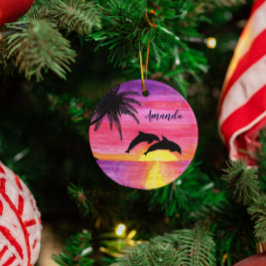 Ornamento Personalizado Tropical Sunset de Golfinh