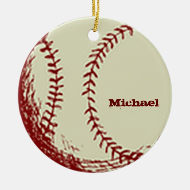 Ornamento Personalizado Vintage Baseball (Frente)