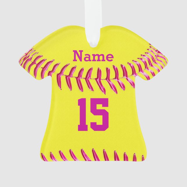 Ornamento personalizados bonitos do softball, (Verso)