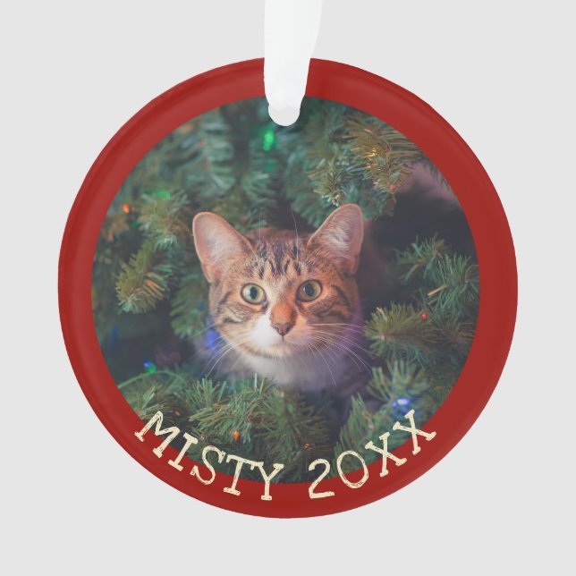 Ornamento Personalizar Meu Primeiro Segmento De Gato De Nata (Frente)
