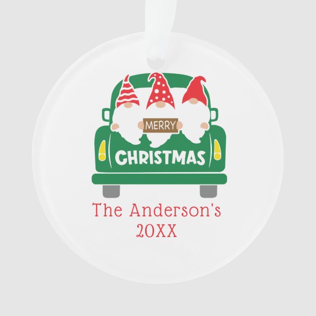 Ornamento Personalizar o Natal dos Gnomos de Natal (Frente)