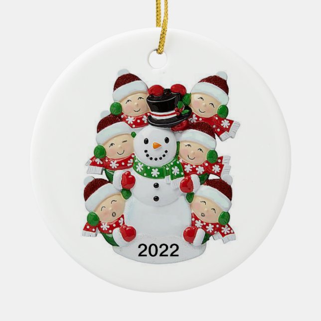 ornamento personalizável de boneco de neve de 6 pe (Frente)
