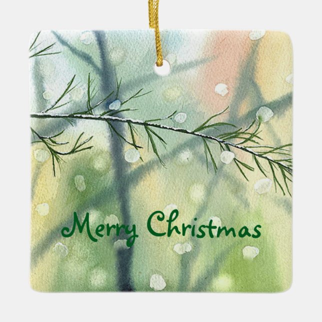 Ornamento Personalizável de Cores de Água de Belas (Frente)