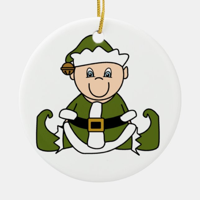 Ornamento Personalizável De Elf De Bebê Branco (Frente)