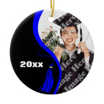Ornamento Personalizável de Graduação de Onda Azul