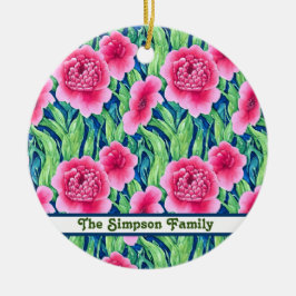Ornamento Personalizável Floral de Cores Aquáticas