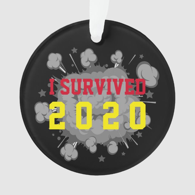 Ornamento Personalizável sobrevivi à explosão 20xx escuro (Frente)