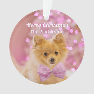 Ornamento Personalize Feliz Natal & Nome, Cachorro/Árvore Fo