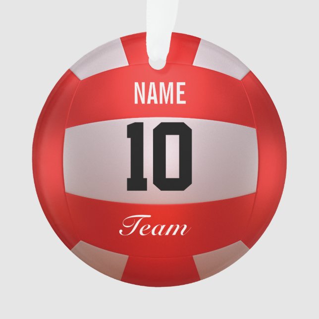 Ornamento Personalize o voleibol vermelho (Frente)
