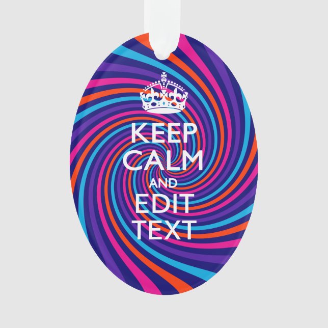 Ornamento Personalize sua espiral Manter Texto Calmo Multico (Frente)