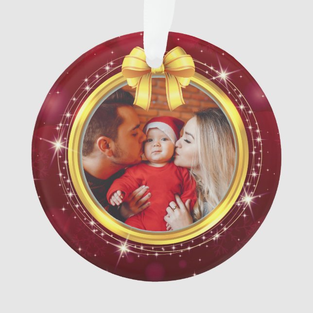 Ornamento Personalized Baby's First Christmas Photo Keepsake (Frente)
