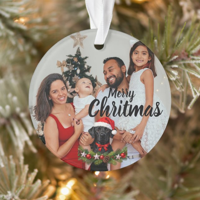 Ornamento Personalized Family Photo Ornament with Dog (Árvore)