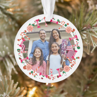 Ornamento Personalized Holiday Candy Border Photo