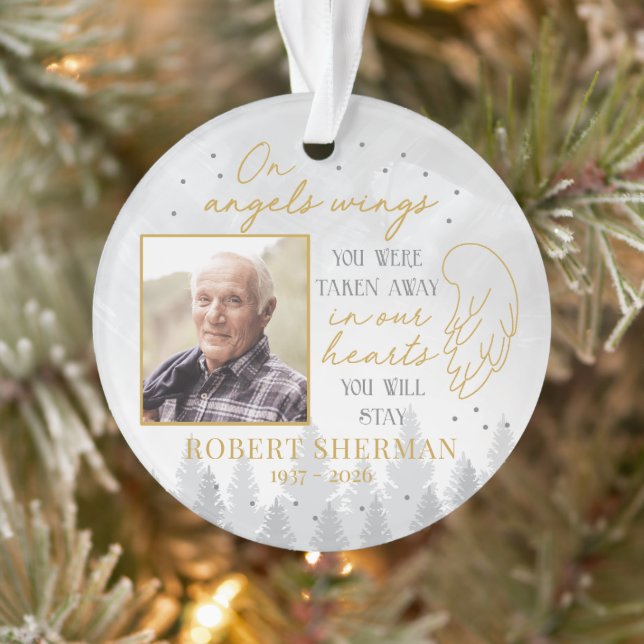 Ornamento Personalized On Angels Wings Photo Ornament (Árvore)