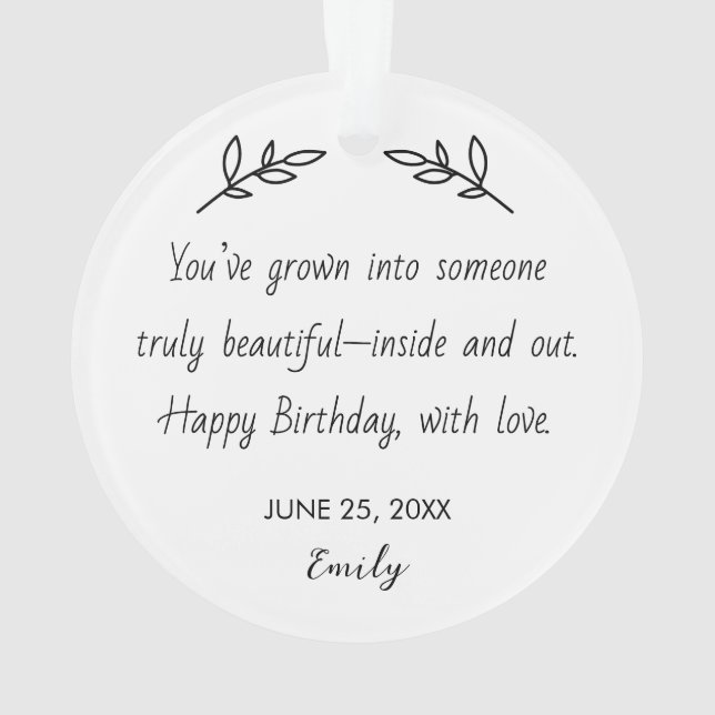 Ornamento Personalized Photo & Birthday Message Ornament (Verso)