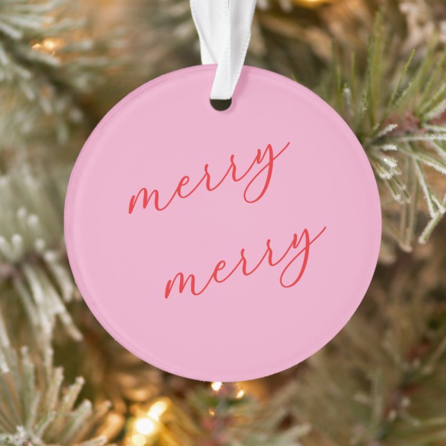 Ornamento Personalized Photo Elegant Script Pink Christmas (Árvore)