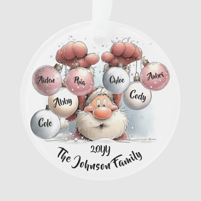 Ornamento Personalized Santa in Snow Acrylic Ornament (Frente)