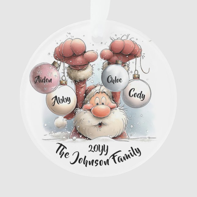 Ornamento Personalized Santa in Snow Acrylic Ornament (Frente)