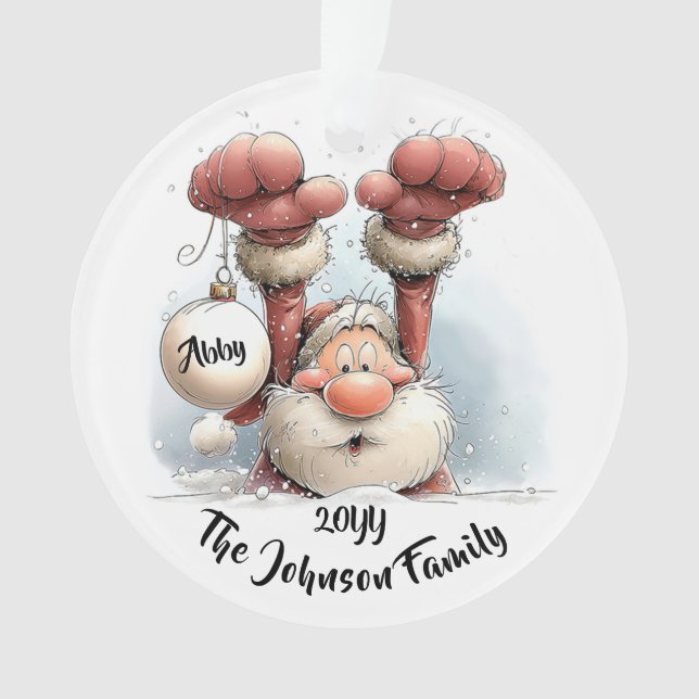 Ornamento Personalized Santa in Snow Acrylic Ornament (Frente)