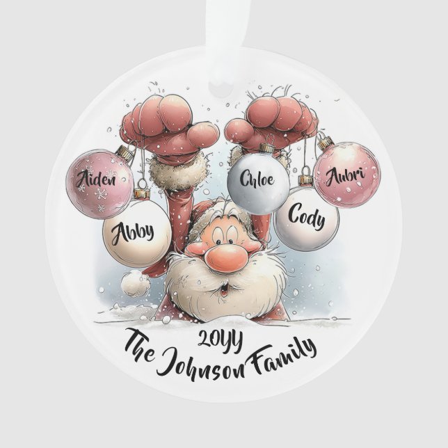Ornamento Personalized Santa in Snow Acrylic Ornament (Frente)