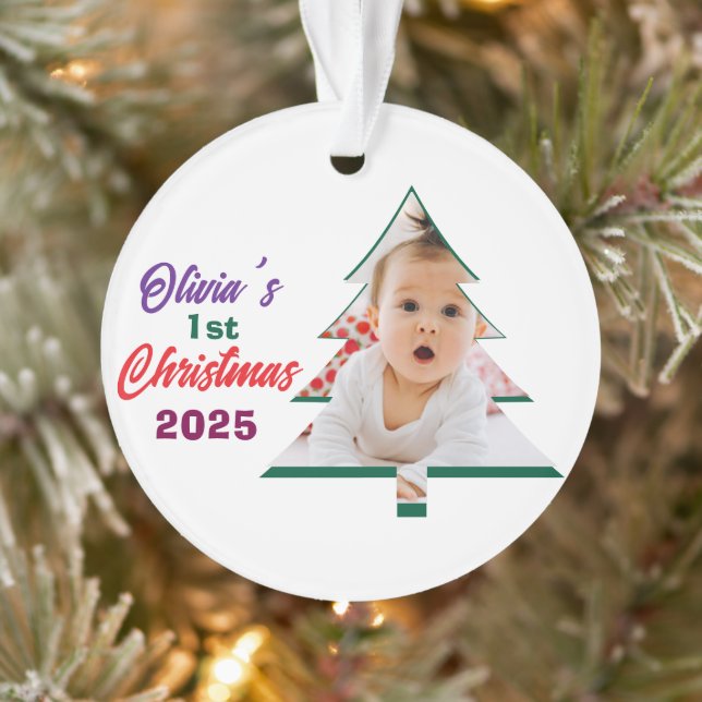 Ornamento Personlized Photo Olivia's 1st Christmas Tree  (Árvore)