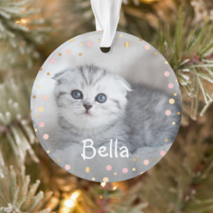 Ornamento Pet Cat Personalizado Foto de Natal Feliz
