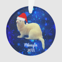 Ornamento Pet Ferret Branco em Santa Hat