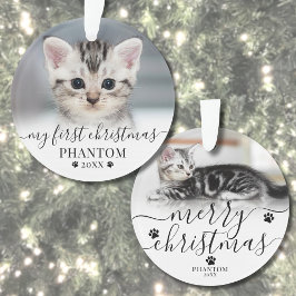 Ornamento Pet First Christmas Script Cat Photo