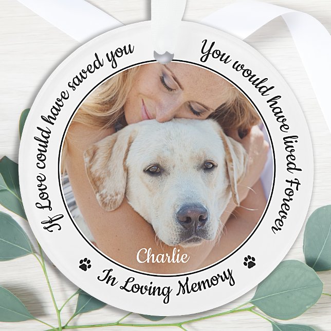 Ornamento Pet Memorial Modern Custom Dog 2 Foto Simpatia (Criador carregado)