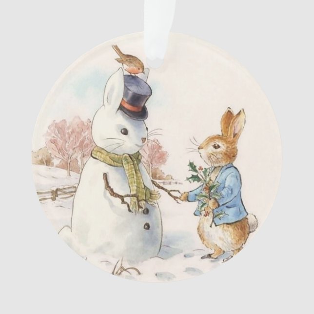 Ornamento Peter Rabbit and the Snowman by Beatrix Potter (Frente)