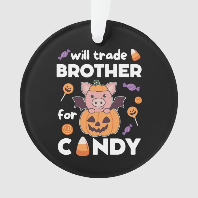 Ornamento Pig Halloween Comercial Irmão Para Doces (Frente)