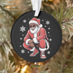 Ornamento Pijama de Natal Afro-Americano Xmas Afro Papai Noe