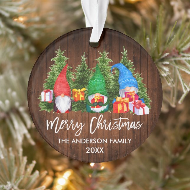 Ornamento Pincel de Natal Madeira Gnomos de Aquarelas (Árvore)