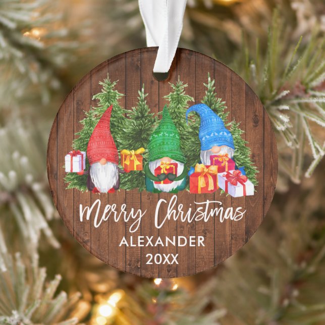 Ornamento Pincel de Natal Madeira Gnomos de Aquarelas (Árvore)