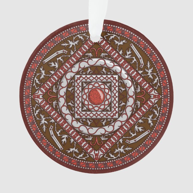 Ornamento Pingente de Acrílico Mandala de Áries (Frente)