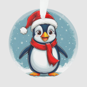 Ornamento 🎄🐧 Pinguim Alegre do Natal Lembrança de Natal ✨