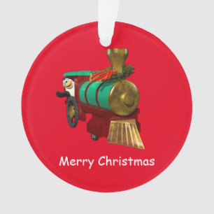 Ornamento Pinguim de Cartoon Bonito e Comboio de Natal