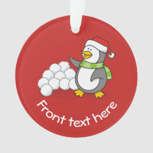 Ornamento Pinguim de Natal com bolas de neve balançando